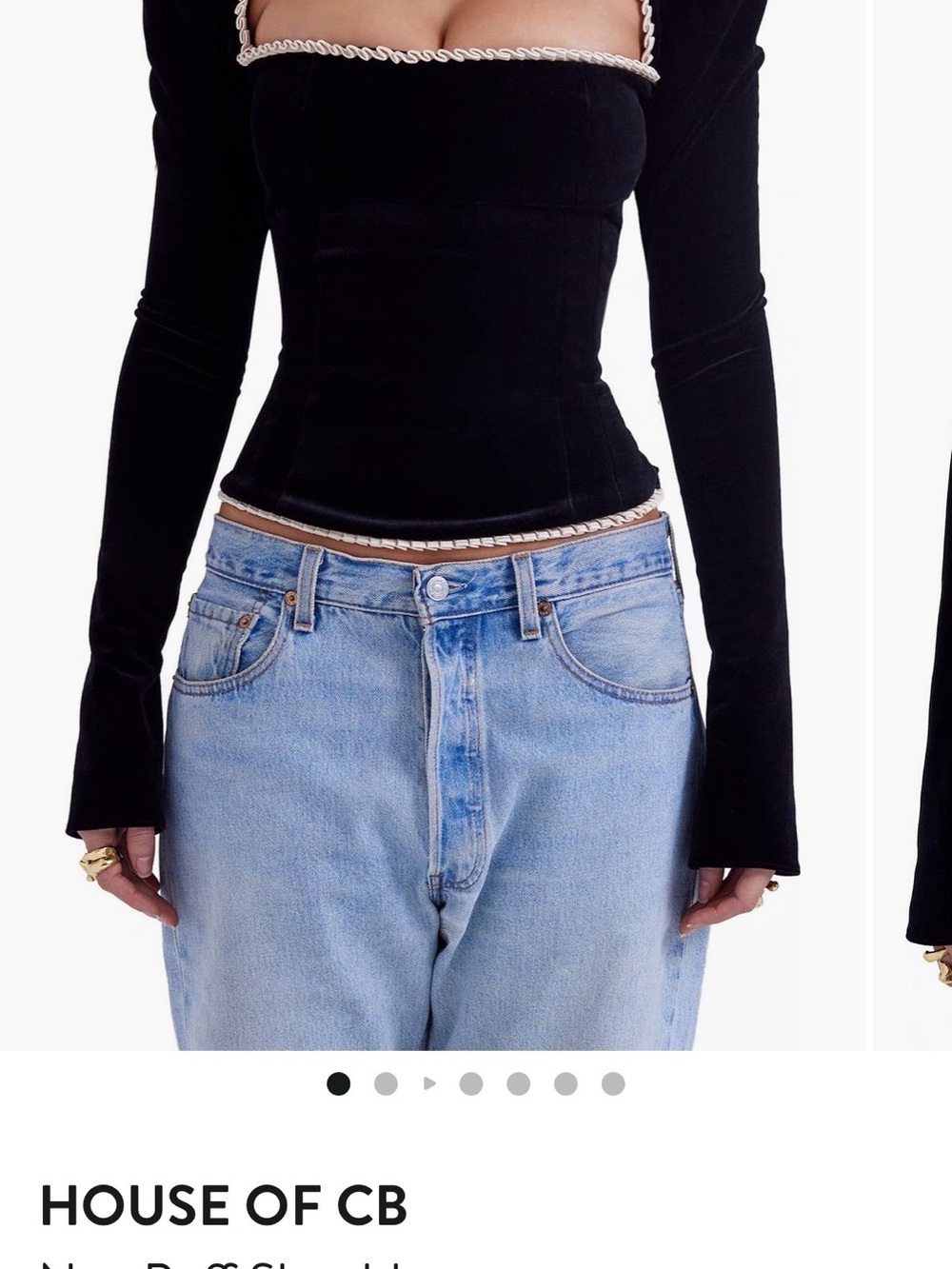 HOUSE OF CB Noa Puff Should Velvet Corset Long Sleeve Top